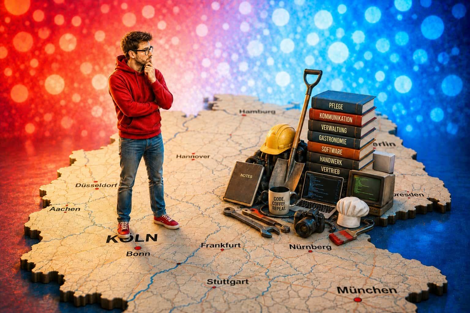 Mann auf Deutschlandkarte