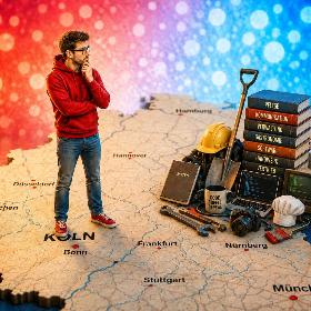 Mann auf Deutschlandkarte