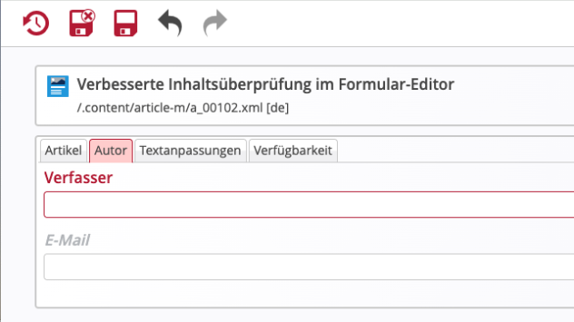 Formularditor Buttons bei Fehler