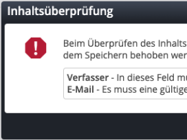 Formularditor: Hinweisdialog bei Fehlern im Inhalt