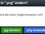 Bild Upload: Warnhinweis beim Ändern der Dateiendung