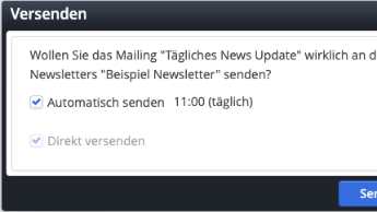 Newsletter: Dialog zur Aktivierung des automatischen Versands