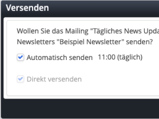 Newsletter: Dialog zur Aktivierung des automatischen Versands