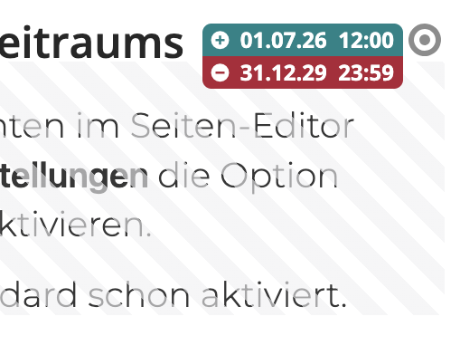 Anzeige der Gültigkeit im Seiten-Editor